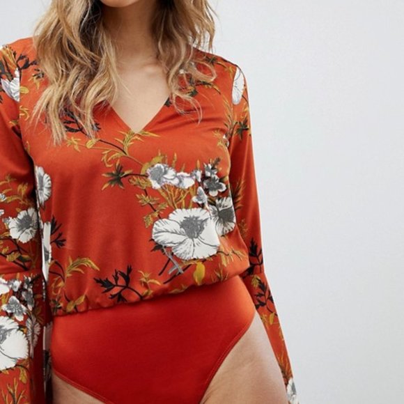Missguided ASOS Flared Sleeve Floral Bodysuit - Picture 4 of 8